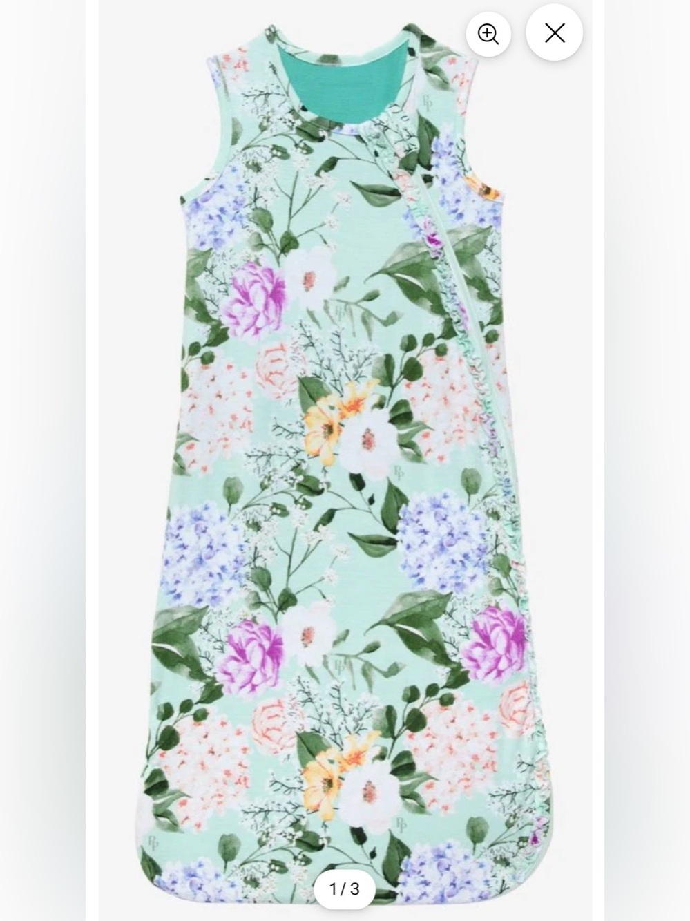 Posh Peanut 1 Tog Ruffled Sleeveless Sleep Bag 6-18 Mo Floral Hydrangeas Bamboo